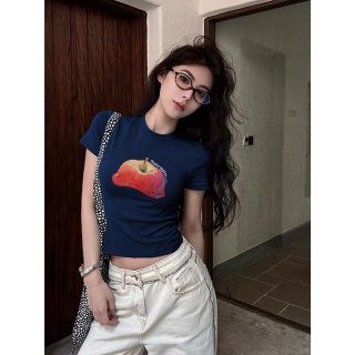 1*1 Pure Cotton High Elasticity New Summer Short-Sleeved Top, Fits Well with High-Waisted Pants, Slimming and Stylish