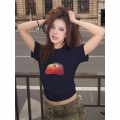 [1*1 Pure Cotton Regular Style] Printed Straight Shoulder Regular Short Sleeve High Elasticity New Summer Slim Fit