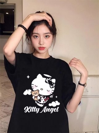 High-quality pure cotton 200g combed 100% cotton loose short-sleeved T-shirt for women High-quality pure cotton 200g combed 100% cotton loose short-sleeved T-shirt for women