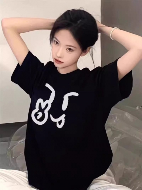 High-quality pure cotton 200g combed 100% cotton loose short-sleeved T-shirt for women