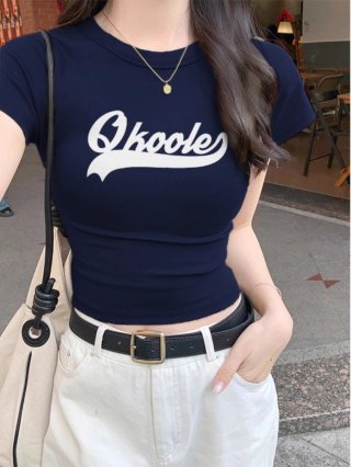 1*1 Pure Cotton High Elasticity New Summer Short-Sleeved Top, Fits Well with High-Waisted Pants, Slimming and Stylish