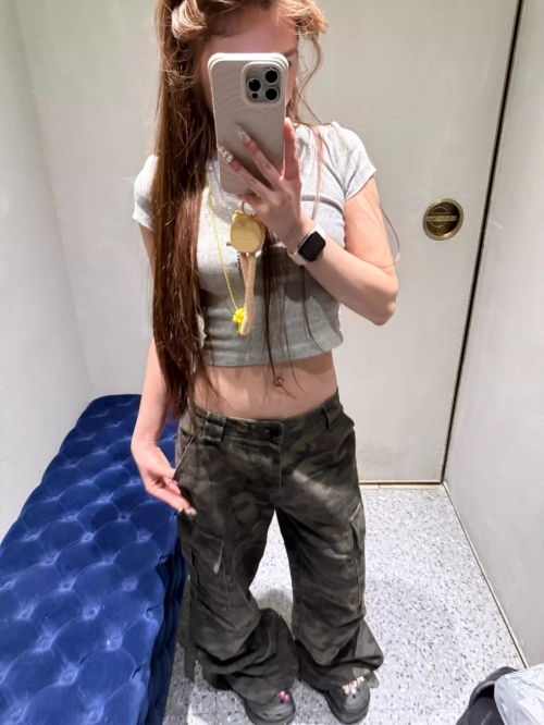 1*1 Pure Cotton High Elasticity New Summer Short-Sleeved Top, Fits Well with High-Waisted Pants, Slimming and Stylish