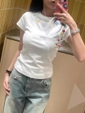 [1*1 Pure Cotton Regular Style] Printed Straight Shoulder Regular Short Sleeve High Elasticity New Summer Slim Fit