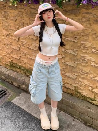 1*1 Pure Cotton High Elasticity New Summer Short-Sleeved Top, Fits Well with High-Waisted Pants, Slimming and Stylish 1*1 Pure Cotton High Elasticity New Summer Short-Sleeved Top, Fits Well with High-Waisted Pants, Slimming and Stylish