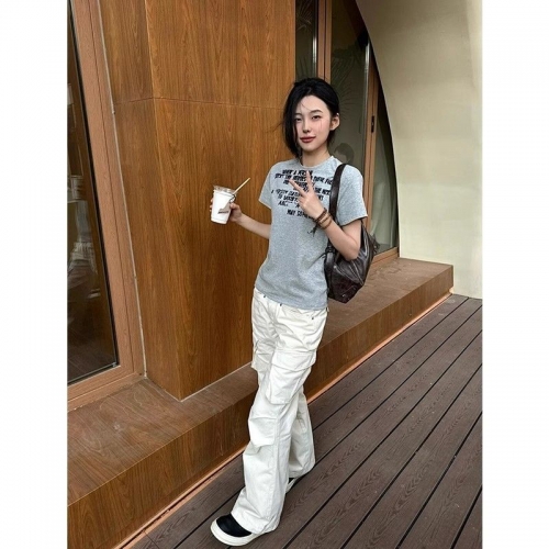 [1*1 Pure Cotton Regular Style] Printed Straight Shoulder Regular Short Sleeve High Elasticity New Summer Slim Fit