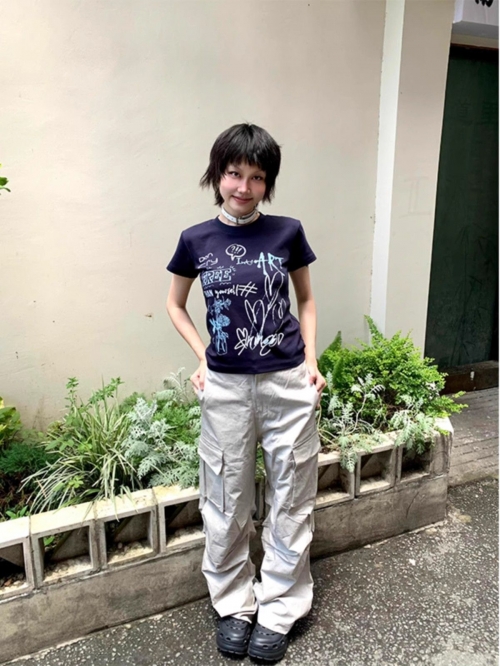 [1*1 Pure Cotton Regular Style] Printed Straight Shoulder Regular Short Sleeve High Elasticity New Summer Slim Fit