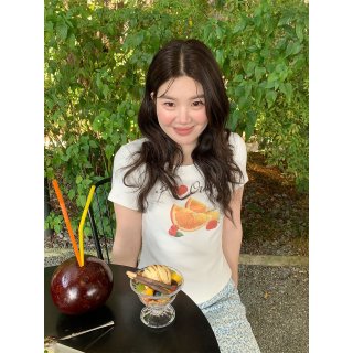 [1*1 Pure Cotton Regular Style] Printed Straight Shoulder Regular Short Sleeve High Elasticity New Summer Slim Fit