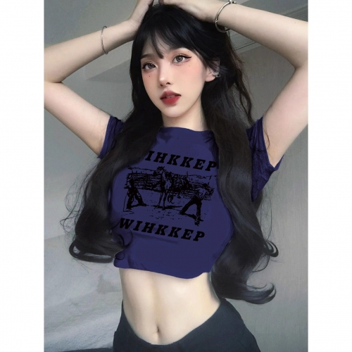 1*1 Pure Cotton High Elasticity New Summer Short-Sleeved Top, Fits Well with High-Waisted Pants, Slimming and Stylish 1*1 Pure Cotton High Elasticity New Summer Short-Sleeved Top, Fits Well with High-Waisted Pants, Slimming and Stylish