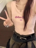 [Shoulder and Collar Cover] Summer Dopamine Outfit: Sleeveless T-shirt, American Style Short Hot Girl Slim Fit Tank Top