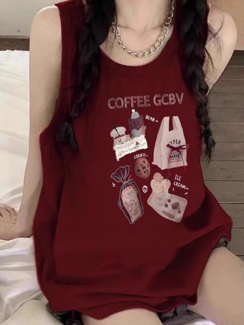 [Shoulder and Collar Cover] Summer Dopamine Outfit: Sleeveless T-shirt, American Style Vest, Sleeveless Top