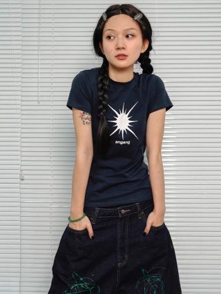 [1*1 Pure Cotton Regular Style] Printed Straight Shoulder Regular Short Sleeve High Elasticity New Summer Slim Fit