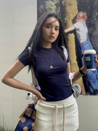 [1*1 Pure Cotton Regular Style] Printed Straight Shoulder Regular Short Sleeve High Elasticity New Summer Slim Fit