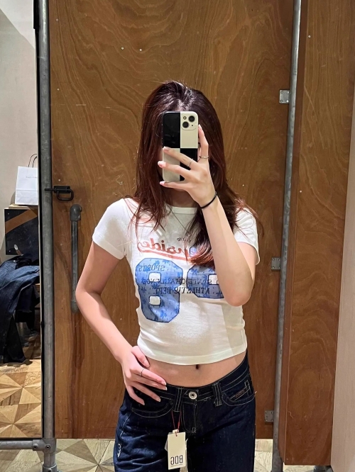 1*1 Pure Cotton High Elasticity New Summer Short-Sleeved Top, Fits Well with High-Waisted Pants, Slimming and Stylish