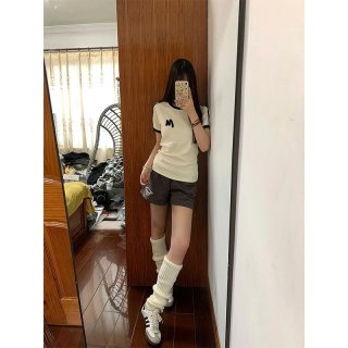 [1*1 Pure Cotton Regular Style] Regular Short-Sleeve High Elasticity New Summer Slim Fit with Three Stripes