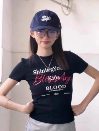 [1*1 Pure Cotton Regular Style] Printed Straight Shoulder Regular Short Sleeve High Elasticity New Summer Slim Fit