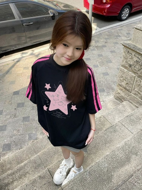 High-quality pure cotton combed 100% cotton loose short-sleeved T-shirt with three stripes