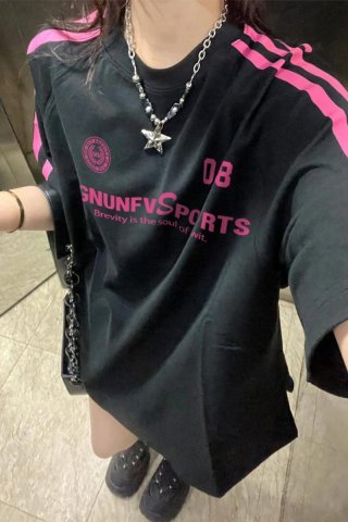 High-quality pure cotton combed 100% cotton loose short-sleeved T-shirt with three stripes High-quality pure cotton combed 100% cotton loose short-sleeved T-shirt with three stripes