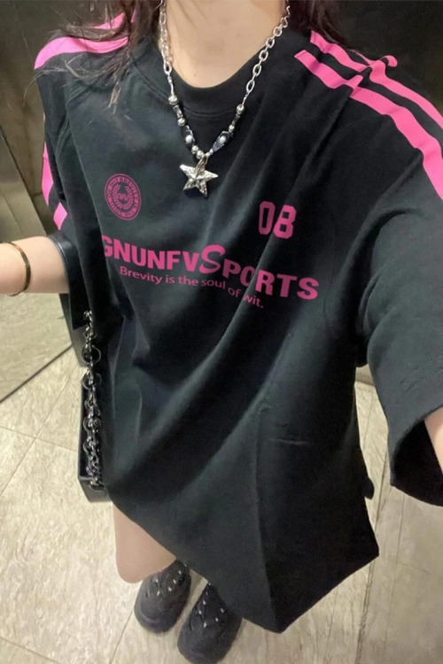 High-quality pure cotton combed 100% cotton loose short-sleeved T-shirt with three stripes