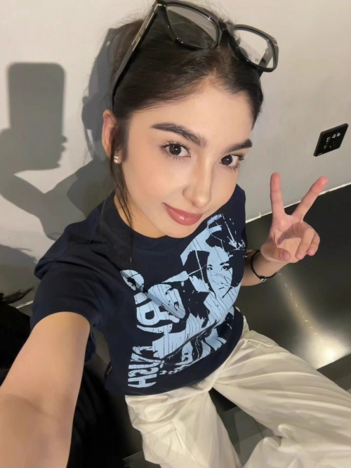 [1*1 Pure Cotton Regular Style] Printed Straight Shoulder Regular Short Sleeve High Elasticity New Summer Slim Fit