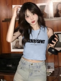 [Shoulder and Collar Cover] Summer Dopamine Outfit: Sleeveless T-shirt, American Style Short Hot Girl Slim Fit Tank Top