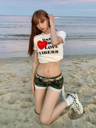 [1*1 Pure Cotton Regular Style] Printed Straight Shoulder Regular Short Sleeve High Elasticity New Summer Slim Fit