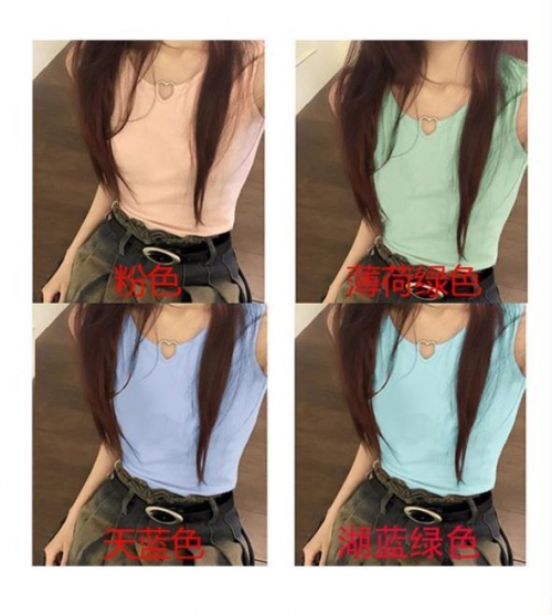 [No extra charge for bulk orders] 220g pure cotton 40-count 92 cotton 8-spandex short-sleeved tank top/camisole t-shirt