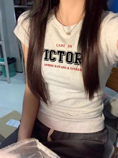 [1*1 Pure Cotton Regular Style] Printed Straight Shoulder Regular Short Sleeve High Elasticity New Summer Slim Fit