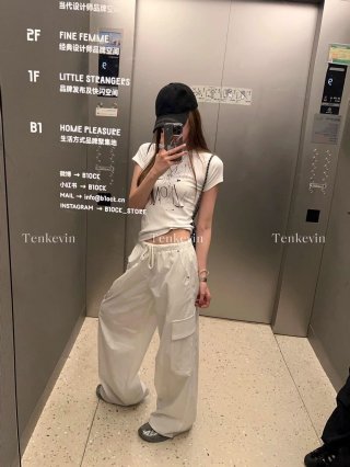 [1*1 Pure Cotton Regular Style] Printed Straight Shoulder Regular Short Sleeve High Elasticity New Summer Slim Fit