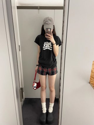 [1*1 Pure Cotton Regular Style] Printed Straight Shoulder Regular Short Sleeve High Elasticity New Summer Slim Fit