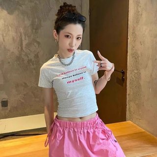 1*1 Pure Cotton High Elasticity New Summer Short-Sleeved Top, Fits Well with High-Waisted Pants, Slimming and Stylish