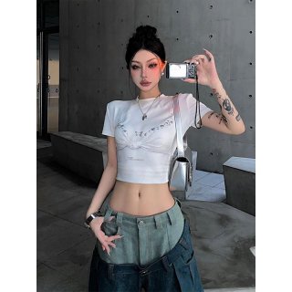 1*1 Pure Cotton High Elasticity New Summer Short-Sleeved Top, Fits Well with High-Waisted Pants, Slimming and Stylish