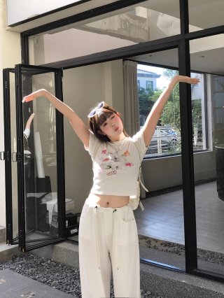 1*1 Pure Cotton High Elasticity New Summer Short-Sleeved Top, Fits Well with High-Waisted Pants, Slimming and Stylish