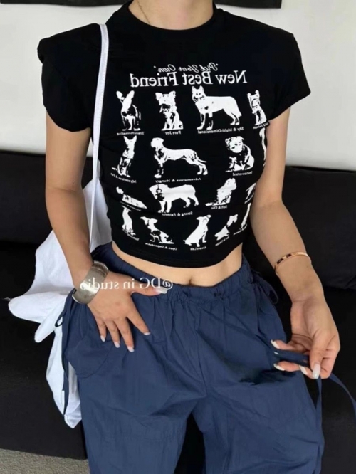 1*1 Pure Cotton High Elasticity New Summer Short-Sleeved Top, Fits Well with High-Waisted Pants, Slimming and Stylish