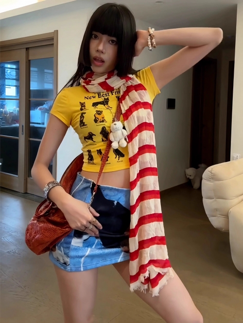 1*1 Pure Cotton High Elasticity New Summer Short-Sleeved Top, Fits Well with High-Waisted Pants, Slimming and Stylish