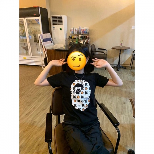 [1*1 Pure Cotton Regular Style] Printed Straight Shoulder Regular Short Sleeve High Elasticity New Summer Slim Fit