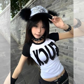 [1*1 Pure Cotton Regular Style] Printed Straight Shoulder Regular Short Sleeve High Elasticity New Summer Slim Fit