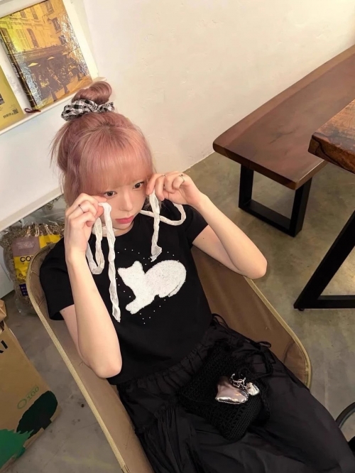 [1*1 Pure Cotton Regular Style] Printed Straight Shoulder Regular Short Sleeve High Elasticity New Summer Slim Fit