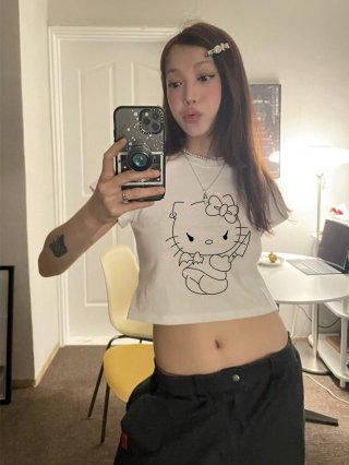 1*1 Pure Cotton High Elasticity New Summer Short-Sleeved Top, Fits Well with High-Waisted Pants, Slimming and Stylish 1*1 Pure Cotton High Elasticity New Summer Short-Sleeved Top, Fits Well with High-Waisted Pants, Slimming and Stylish