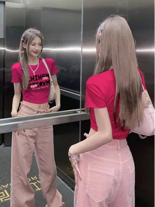 1*1 Pure Cotton High Elasticity New Summer Short-Sleeved Top, Fits Well with High-Waisted Pants, Slimming and Stylish 1*1 Pure Cotton High Elasticity New Summer Short-Sleeved Top, Fits Well with High-Waisted Pants, Slimming and Stylish