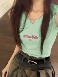 [Shoulder and Collar Cover] Summer Dopamine Outfit: Sleeveless T-shirt, American Style Short Hot Girl Slim Fit Tank Top