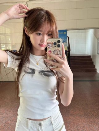 [1*1 Pure Cotton Regular Style] Printed Straight Shoulder Regular Short Sleeve High Elasticity New Summer Slim Fit