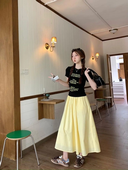 [1*1 Pure Cotton Regular Style] Printed Straight Shoulder Regular Short Sleeve High Elasticity New Summer Slim Fit