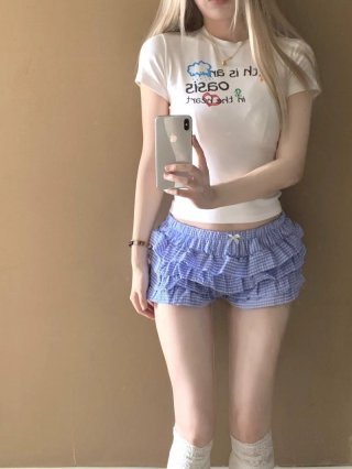 [1*1 Pure Cotton Regular Style] Printed Straight Shoulder Regular Short Sleeve High Elasticity New Summer Slim Fit