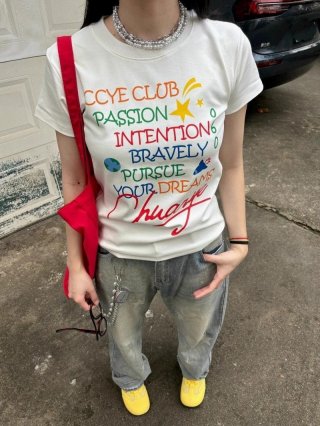 [1*1 Pure Cotton Regular Style] Printed Straight Shoulder Regular Short Sleeve High Elasticity New Summer Slim Fit