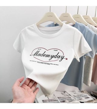 1*1 Pure Cotton High Elasticity New Summer Short-Sleeved Top, Fits Well with High-Waisted Pants, Slimming and Stylish