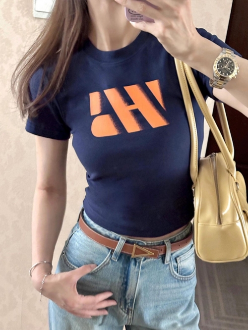 1*1 Pure Cotton High Elasticity New Summer Short-Sleeved Top, Fits Well with High-Waisted Pants, Slimming and Stylish 1*1 Pure Cotton High Elasticity New Summer Short-Sleeved Top, Fits Well with High-Waisted Pants, Slimming and Stylish