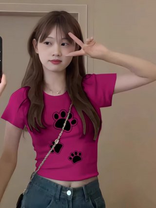 1*1 Pure Cotton High Elasticity New Summer Short-Sleeved Top, Fits Well with High-Waisted Pants, Slimming and Stylish