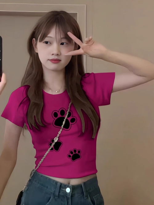 1*1 Pure Cotton High Elasticity New Summer Short-Sleeved Top, Fits Well with High-Waisted Pants, Slimming and Stylish