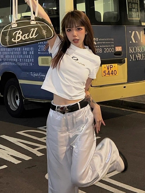 [1*1 Pure Cotton Regular Style] Printed Straight Shoulder Regular Short Sleeve High Elasticity New Summer Slim Fit