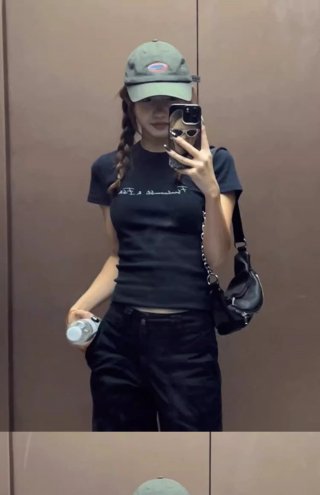 [1*1 Pure Cotton Regular Style] Printed Straight Shoulder Regular Short Sleeve High Elasticity New Summer Slim Fit